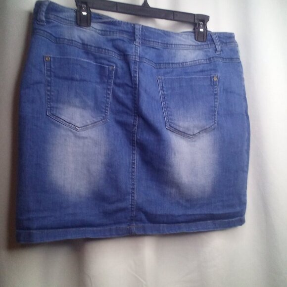 Promod Denim Skirt 16 Women Short Stretch Pockets Blue - Picture 4 of 16